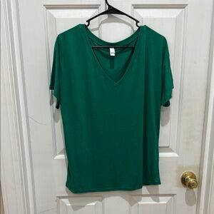 Green V-Neck Women's Top